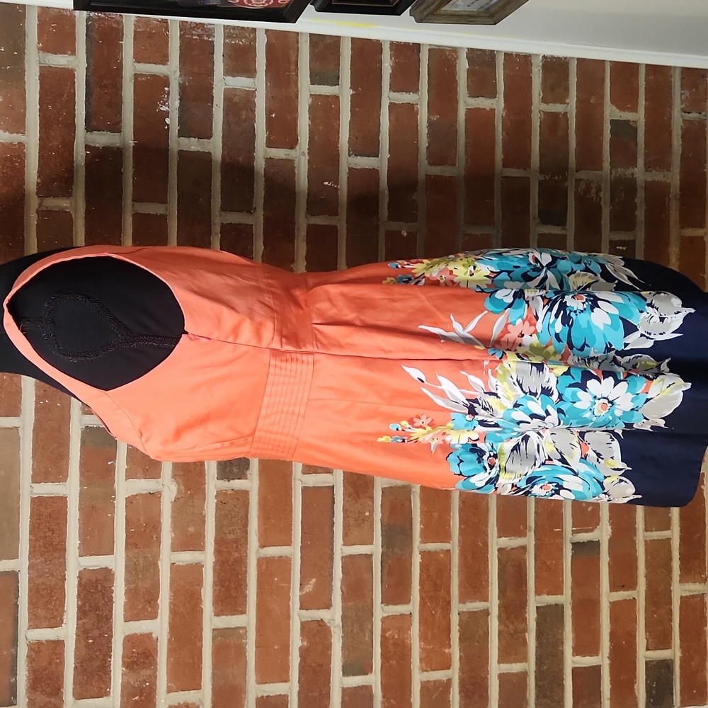 Spense Orange And Floral Sundress, Size 10 - Picture 4 of 8